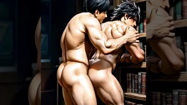Real narrated fantasy Hentai: Pasangan gay yang sangat nakal dan berotot berkongkek di pelbagai...