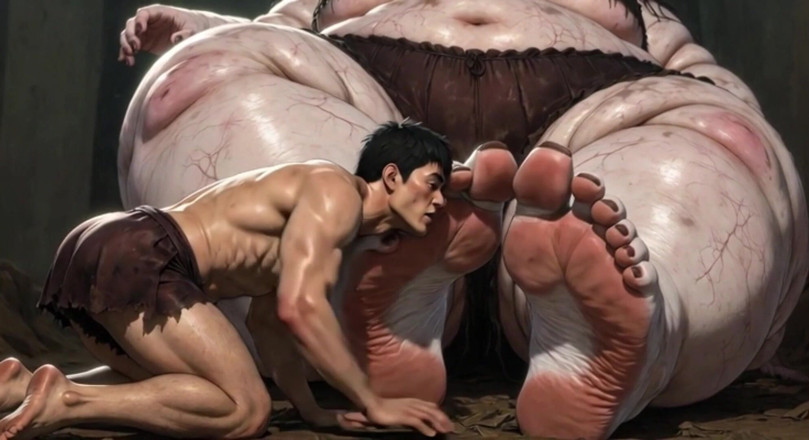 YOUR BEST FANTASY: Huge Obese Giantess BBW - Slave Licking Her Giant Feet in...