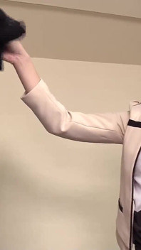 Fellatio with Freshly Removed Black Stockings Holding the Pole Vertically and Being Sucked with No Hands