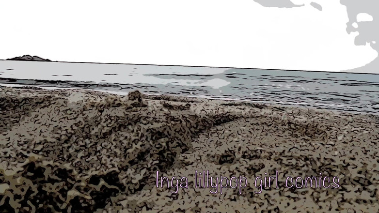 Inga lillypop girl comics: आपकी सौतेली बहन समुद्र तट पर हस्तमैथुन करती है