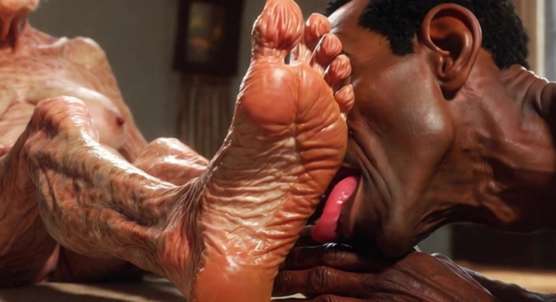 Anime Hentai: Very Old Granny Feet Oiled &amp; Licked - Intense Sole Worship