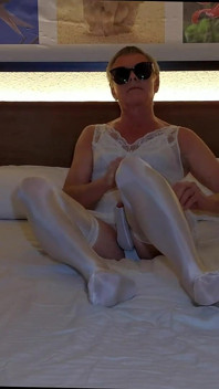 Sissy Michelle Dark Evening Show in White Lingerie From Seychelles
