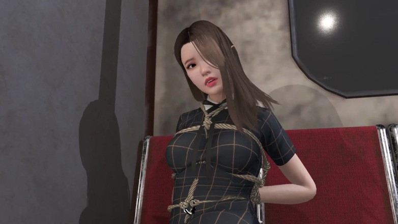 Why fuck so hard: 3Dセクシーな奴隷が屋外で包帯を巻かれた