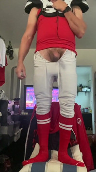 Football Stud Jockdad87 Shoots a Big Load of Cum in His Gear