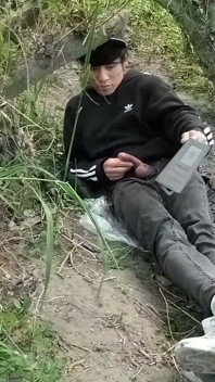 This Gay Twink Sticks His Cock Through His Fly to Jerk off Outside