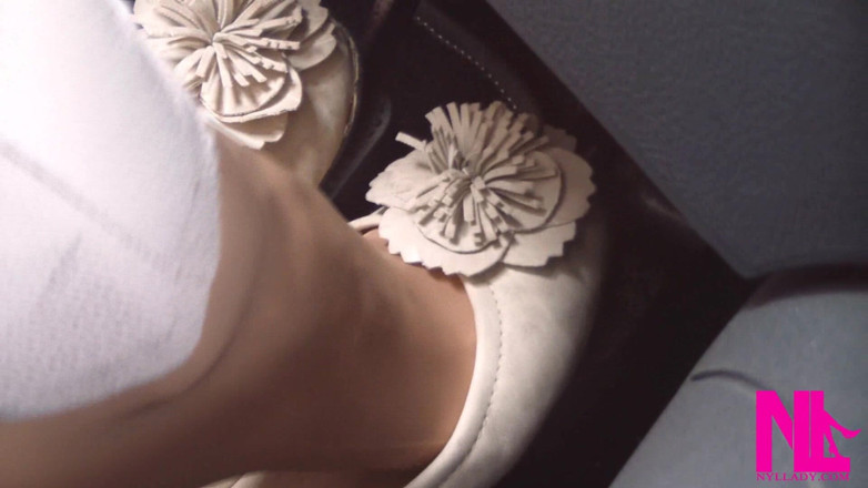Nyllady: Soft Revving and Delicate Pedal Pumping in Beige Flats on...