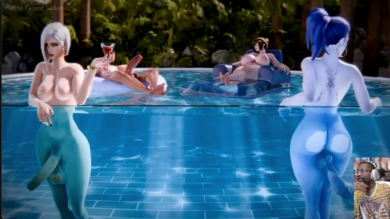 L6RD7BLU3 FUTA: 太ったフタコックオーバーウォッチパーティーがあり、招待されます、長くて硬いチンポフタアッシュがファラのお尻を激しくファックします