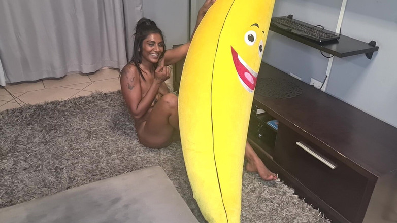 domslutfucker: Tattooed Desi Slut Humps a Big Banana, Close Ups