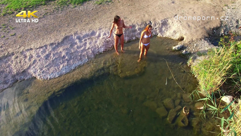 Peaches and Bananas: Teen on the Nudist Beach Filmed by Drone