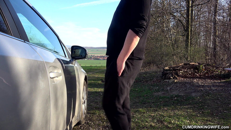 Cumdrinking Wife: Extraños me follan y preñan en mi auto