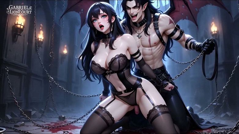 Gabriel de Lioncourt AI: Chica Gótica Atada Por Señor Vampiro - BDSM Monster Hentai 1