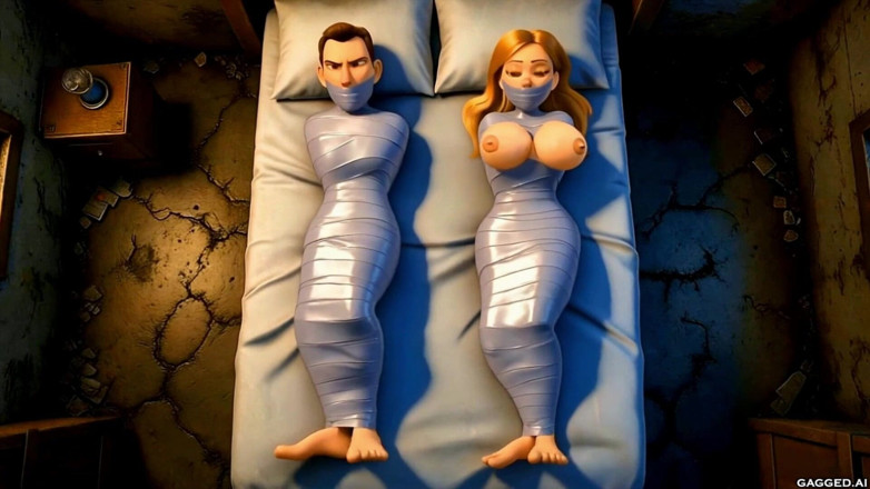 Gagged AI Cartoons: Atado y visto