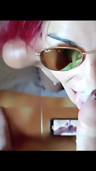 MILF with Sunglasses Gives a Blowjob with a POV Facial