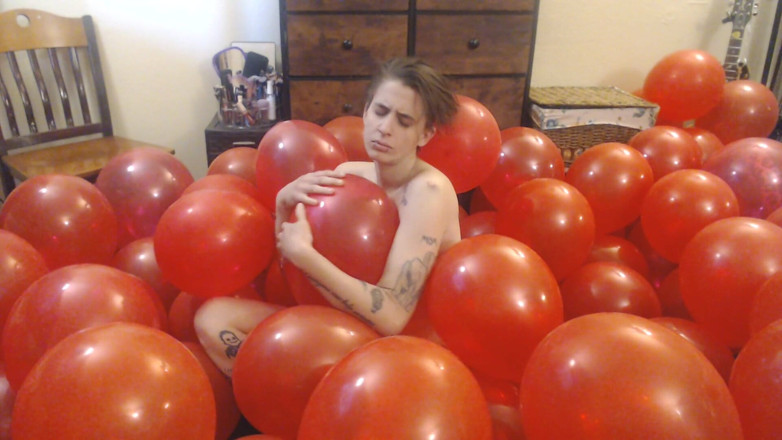Abby Anna: Big bundle of red balloons nude