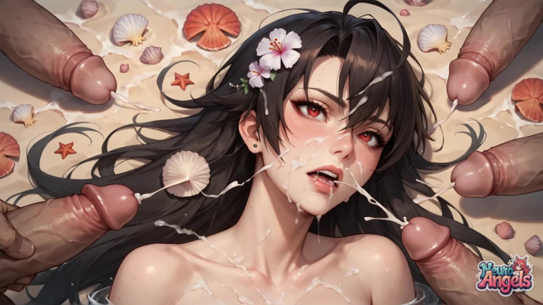 NeuroAngels: Beach Bliss à 5 coups de lait : une femme trempée dans du...