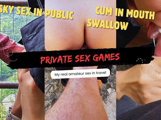 Risky Sex in Public Outside. Sucking, Ejaculating in Mouth, Swallowing (Private sex games)