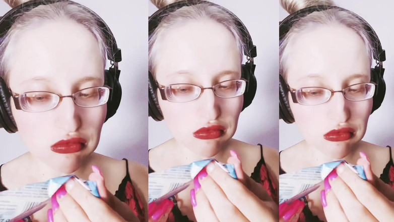 FinDom Goaldigger: Asmr söt choklad äta- asmr, glasögon, jätte, läppstift, stora läppar, mough,...