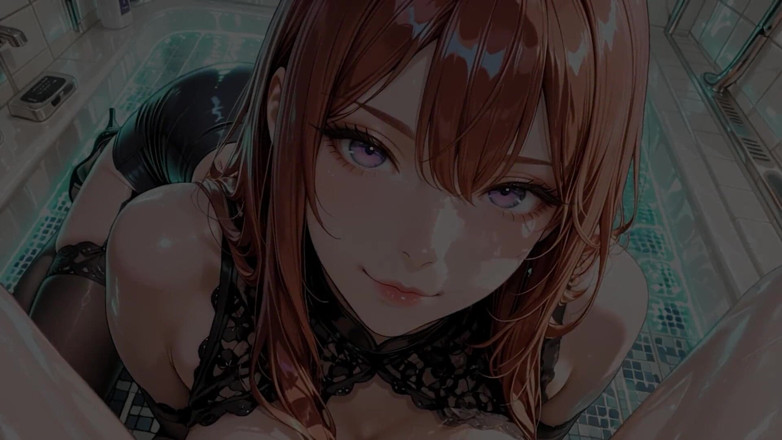 Tay Swift X: Redhead Anime Waifu in Black Lingerie and Sheer Stockings – Bathroom...