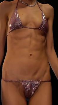 Abs Worship in Shiny Bikini