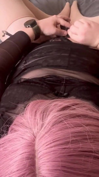 Caged Trans Girl Trys on New Lingerie and Cums