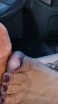Abgemolken Im Auto Mit Jeans Und Nylons