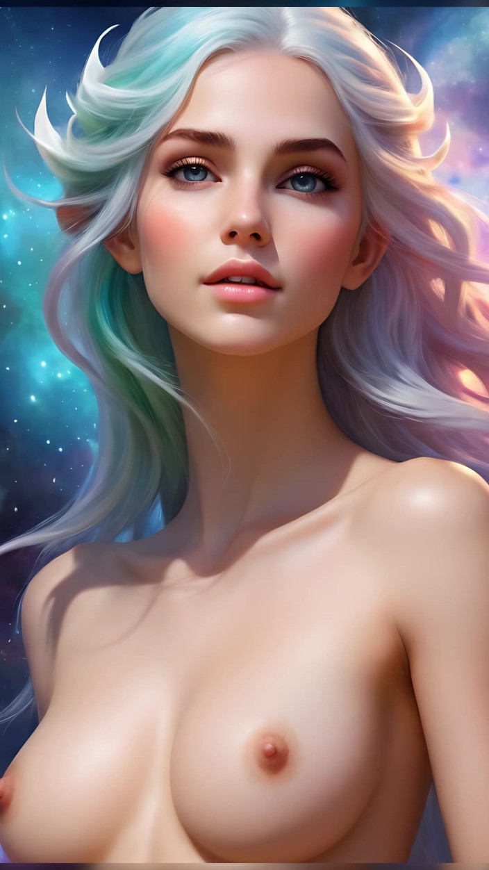 LustRender: Ai mujer de arte desnuda cuyas lágrimas forman nuevas galaxias -...