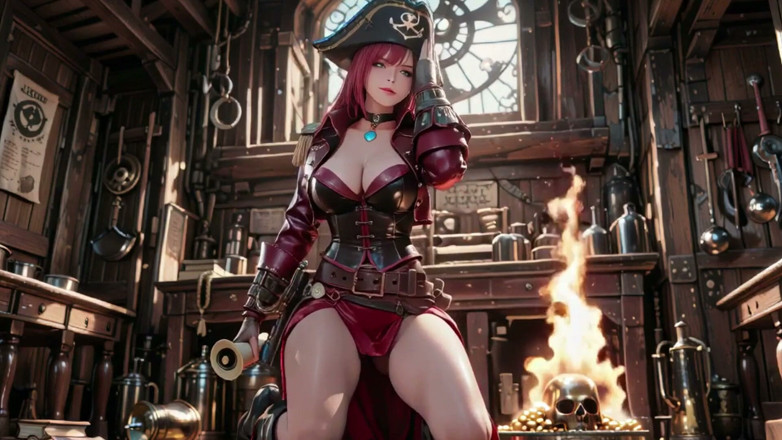 Seraphina Vale: Ruiva rainha dos piratas! Deusa preguiçosa no Porão do Ouro....