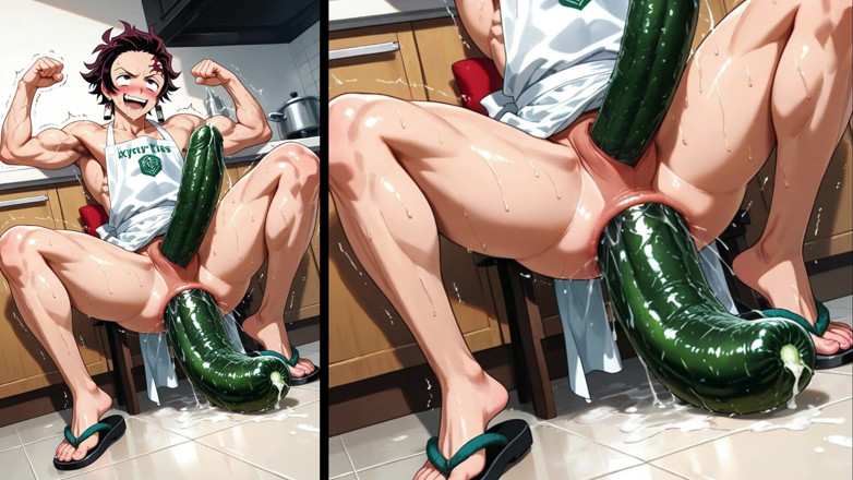 Trans-Men FTM Hentai: Femboy Ftm Empujando Enormes Pepinos Por Sus Agujeros Viscosos. Humillación...