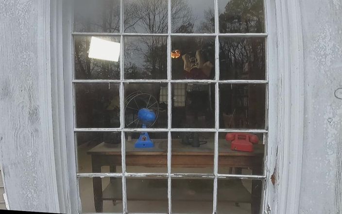 Jon Screcrow: Jon Scarecrow Peeping Tom View of Photoshoot Open Window Masturbation