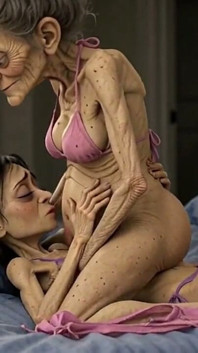 Old Woman Rubs Her Pussy on a Young Woman
