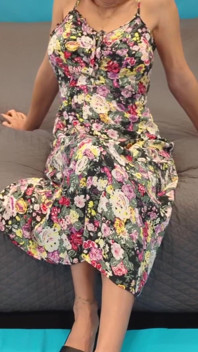 Floral Dress & Black Sandals & Glasses Try on