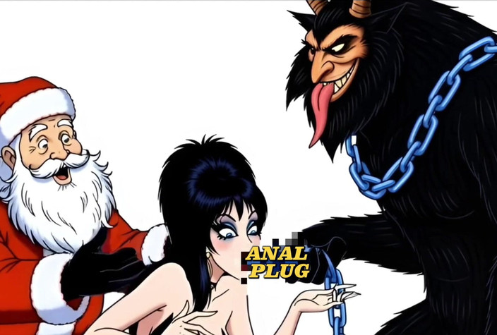 Octopussy Lovers Club: Krampus masukin butt plug ke dalam elvira, nyonya kegelapan pantatnya,...