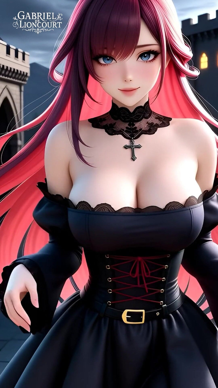 Gabriel de Lioncourt AI: Hentai Gothic Girls with Dyed Hair Showing off Their Big...