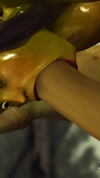 Green monster Ogre fucks hard a horny female goblin Arwen in the enchanted forest
