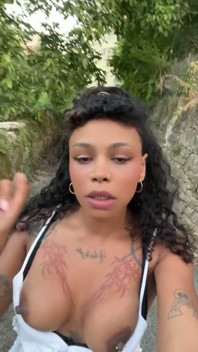 Young Slut Latina Flashing Tits Outside