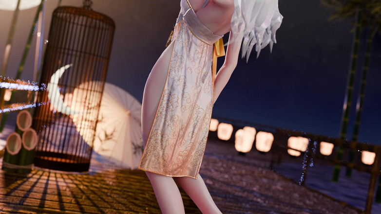 MikuMotion: Erotic Cheongsam 고대 스타일의 보지 노출