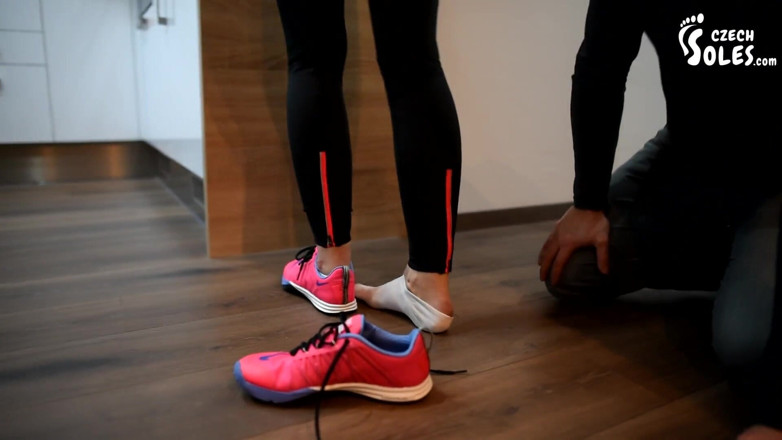 Czech Soles - foot fetish content: Sniffing girlfriend's gym socks and feet