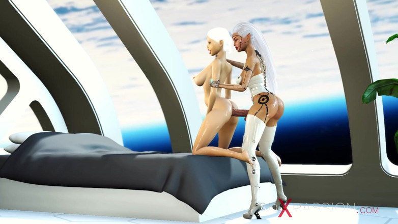 3dxpassion-transgender: Seorang 3d sci-fi android dickgirl meniduri seorang gadis seksi di stasiun...