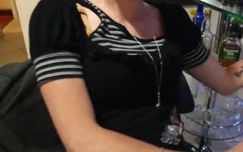 Pigtail Girl Smoking Cigarette in Short Dress Shows off Pussy and Asshole
