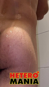 Hairy Straight Louis Takes a Shower After Jacking off