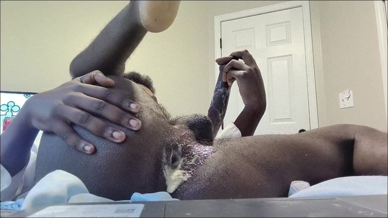 DaBlackFemboy: Femboy To Addicted BBC Dildo Creams in missionary