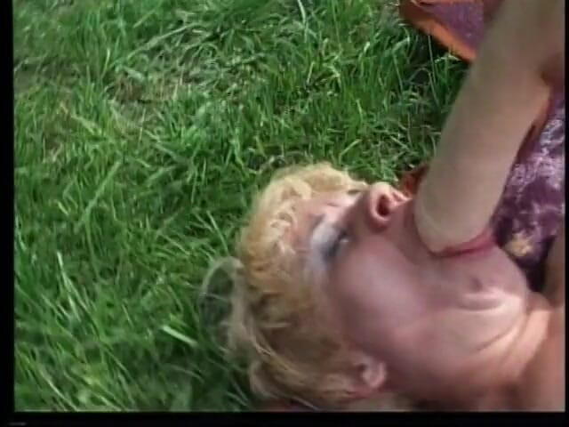 Solo Sensations: Sexy older blonde babe masturbates outside