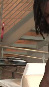 Ebony brunette Dior fucks black cock and makes him cum