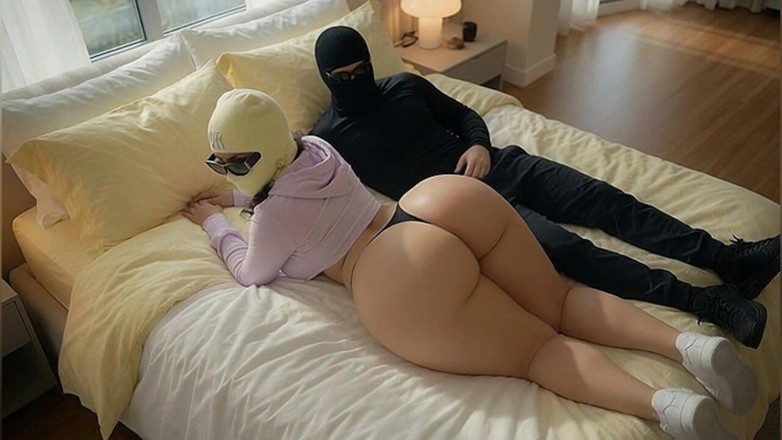 Animate golden: Petite Big Ass Girl in Jeans Lying on Bed with...