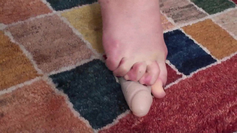 Foot Girls: Crushing dildo with feet