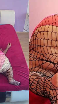 Spider net meia-calça sentando na cara por um SSBBW