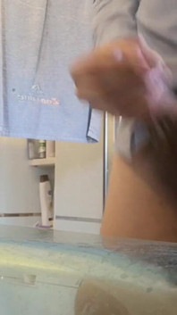 Quick Bathroom Sink Jerkoff with Huge Load of Cum