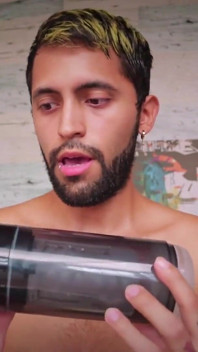 Using Qutoys Mermaid automatic masturbator and penis pump on my big uncut cock it makes me cum hard