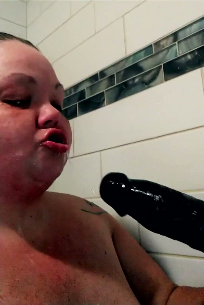 Kimmywetwet: BBW MILF Throat Fucked BBC Dildo in the Shower