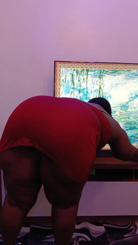 MILF Cleaning in Tight Red Dress